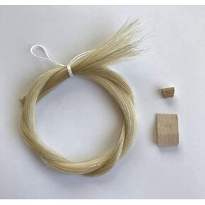 MI&VI Extra Thick Mongolian Horse Hair, Perfect for Cello Bows - Unbleached, White 29.5" (1 Hank, Prepared, Includes Plug and Wedge) (Cello - 1 Hank)
