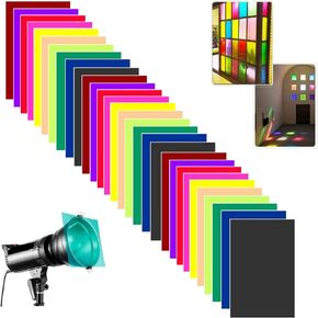 Correction Lighting Gels Sheets, 10 Colors, Colored Film Transparent Light Gels for Photography Led Reading Photo Studio Flashlight Video (10 Pcs)
