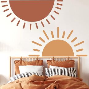 Half Sun Wall Decal Large Wall Decal Sunshine Wall Stickers Vinyl Wall Art Decals Removable Sun Decals for Walls Sunrise Sticker Peel and Stick Headboard Wall Decals for Nursery Kids Room Bedroom in Saudi Arabia