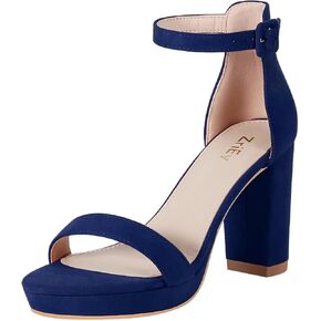 ZriEy 4-Inch Platform High Heels for Women Block Chunky Heeled Sandals Open Toe Ankle Strap Heels Wedding Party Evening Prom Dress Pump Sandals Shoes