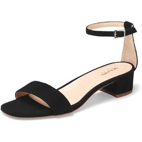 XYD Heels for Women Open Toe Sandals Buckled Low Chunky Block Pump Shoes with Ankle Strap for Wedding Dress Evening