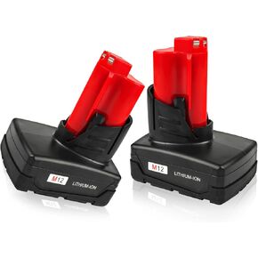 2 Packs 12v 6.0Ah Replacement Battery for Milwaukee M-12 12V Battery,Compatible with Milwaukee M-12 Battery 48-11-2410 48-11-2420 48-11-2411 48-11-2401 and 12V M-12 Cordless Power Tool Battery