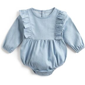 Simplee kids Baby Infant Girls Cotton Long Sleeve Summer Ruffle Romper 3-24 Months