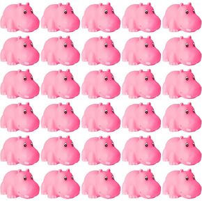 Mini Rubber Hippo 30 Pcs Pink Bath Hippo Cute Floating Squeezable Squeaky Fun Water Squirting Bathtub Time Shower Birthday Pool Beach Christmas Party Favors Cake Decorations
