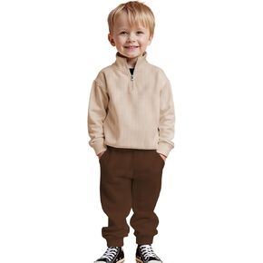 Toddler Baby Boy Clothes Outfits Waffle Knit Long Sleeve Solid Sweatshirt Tops+Pants Set 2pcs Fall Winter Sweatsuit