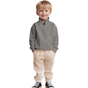 Toddler Baby Boy Clothes Outfits Waffle Knit Long Sleeve Solid Sweatshirt Tops+Pants Set 2pcs Fall Winter Sweatsuit in Kuwait
