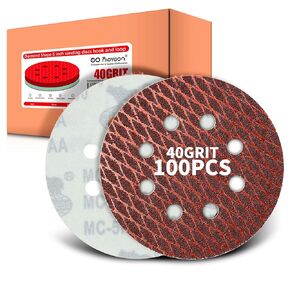 Sanding Disc 5 Inch 8 Hole Hook and Loop, Diamond Shape Orbital Sander Pads 40,60,80,100,120,150,180, 240,320,400 Grit, Sand Paper for Random Orbital Sander, 100-pack
