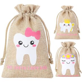 Tooth Fairy Bag for Girls Pouch, 3PCS Fairy Keepsake Bag to Place Under Pillow, Pink Tooth Fairy Pouch for Girls Keepsake Gift for Baby Kids and Children Milk Teeth Container Box for Toothfairy