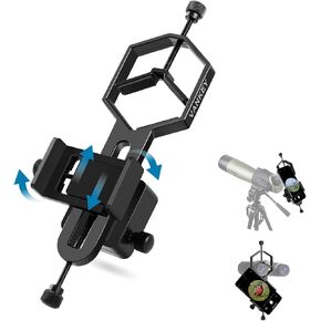 VANKEY 2-Axis Phone Scope Mount, Universal Spotting Scope Phone Adapter, Metal Phone Mount for Telescope, Binocular, Monocular, Microscope - Fits Max 2.5" Eyepiece Diameter, for iPhone Android Phones