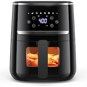 Adoolla Air Fryer Oven 5 Qt Large Oil Free Touch Screen 1500W Mini Oven Combo with 7 Accessories, One-Touch Digital Controls, Nonstick Tray & Dishwasher-Safe Detachable Square Basket, Timer