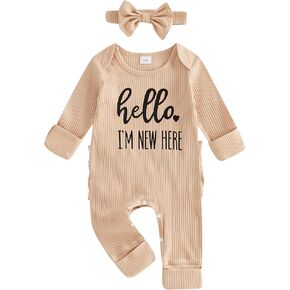 MERSARIPHY Baby Girl Newborn Clothes Little Sister Coming Home Outfit Long Sleeve Romper Jumpsuit Preemie Hospital Outfits