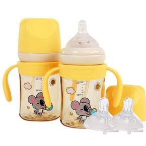 Anti-Colic Baby Bottle, 6 oz, Natural Feel, Easy to Clean, Medium Flow Nipples Included, 1 Replaceable Nipples, Wide Neck, BPA Free - 6+ Months (2 pk)