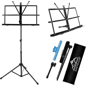 EASTROCK Folding Music Sheet Stand 2 in 1 Dual-Use Portable Music Stand Lightweight with Carrying Bag, Metal Music Stand Foldable with Music Sheet Holder Suitable for Instrumental Performance
