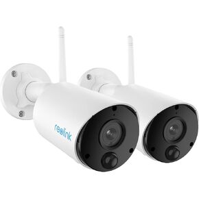 REOLINK 3MP Cameras for Home Security Outside, Home Hub Compatible, Rechargeable Battery Powered, People/Vehicle Detection, 2.4GHz WiFi, Local Storage, Compatible with Alexa, Argus Eco (Pack of 2)