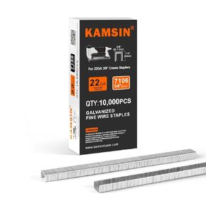 71 Series 22 Gauge Galvanized Fine Wire Staples, 3/8-Inch(9mm) Crown 1/4-Inch(6mm) Leg Length Upholstery Staples for Fabric, Upholstering, Furniture, Cabinet (10,000 per Box)