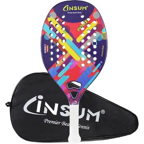 Beach Tennis Racket - Carbon Fiber Beach Tennis Paddle with Ultra Grip Sand Grit Surface - Hybrid Flexi Frame - 600D Protective Cover Bag - Lightweight Beach Tennis Equipment