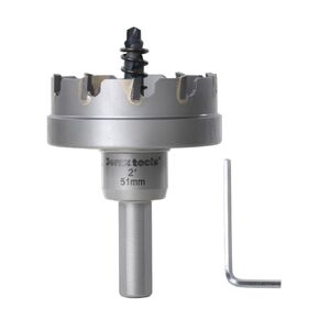 Tungsten Carbide Tipped Hole Cutter, 2 inch TCT Hole Saw with Hole Depth Heavy Duty for Stainless Steel, Mild Steel, Iron, Copper, Brass, Plastic