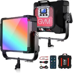 ضوء فيديو LED GVM إضاءة مستمرة 350 وات للتصوير الفوتوغرافي ، ضوء لوحة إضاءة ناعمة احترافي RGB & ثنائي الألوان مع خرز مصباح 1690 ، CRI97 ، 9230 لوكس / 1 متر ، التحكم في تطبيق DMX ، بطاريات in Kuwait
