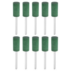 HARFINGTON 10pcs Rubber Polishing Bits, Rotary Buffing Bits with 8mm (5/16-inch) Mounted Cylindrical Head, 3mm (1/8-inch) Shank, for Metal, Jewelry, Stone, Rock Grinding, Green