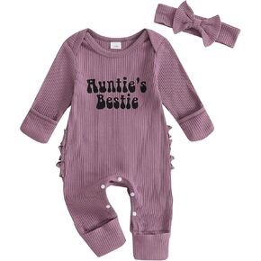Aunties Bestie Baby Clothes Gender Neutral Unisex Newborn Boy Girl Ribbed One-Piece Solid Jumpsuit Romper Outfit