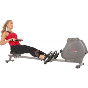 Sunny Health & Fitness Smart Silent Magnetic Rowing Machine with Aluminum Dual Slide Rail - Magnetic Resistance Rower Designed for Full-Body Workouts and Users up to 300 LB with Free SunnyFit App