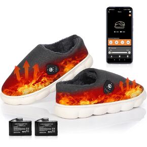 SAVIOR HEAT Heated Slippers with App Control,7.4V Electric Heated Foot Warmer for Men Women,Heated Shoes for Winter Home