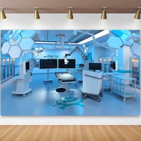 9x6ft Hospital Operating Room Backdrop Future Technology Medical Equipment Operating Table Photography Background Nurse Artistic Photo Background Portrait Photography Studio Props BJZYKI0027