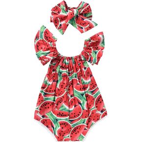 Mtsebmves Toddler Baby Girls Ruffled Sleeveless Romper Summer One-Pieces Jumpsuit Floral Baby Summer Clothes