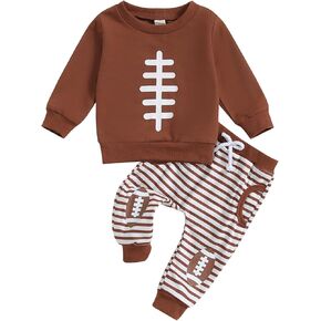Toddler Baby Boy Football Outfits Football Embroidery Sweatshirt Tops Long Pants Set 2Pcs Fall Winter Clothes