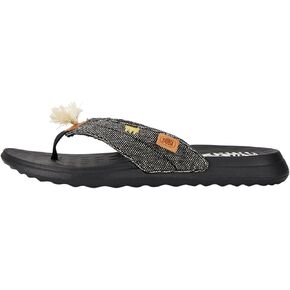 Hey Dude Women's Christi Flip Embroidered Black Size 6 | Women's Shoes | Women Slip-on Sandals | Comfortable & Light-Weight