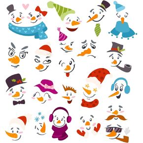 Cute Christmas Snowman Face Wall Stickers Merry Christmas Wall Decal Peel & Stick Snowman Face Wall Art Decor for Kids Bedroom Nursery Classroom Holiday Door Furniture Window Decoration