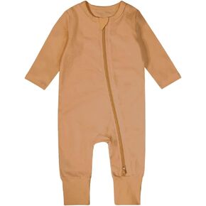 Teach Leanbh Baby Boys Girls Footless Pajamas 2 Way Zipper Long Sleeve Romper with Viscose Made From Bamboo Fiber