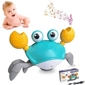 Crawling Crab Baby Toy Crab Toys for Kids with Music and LED Lights Can Automatically Avoid Obstacles Gifts for Baby Boys and Girls Over 36 Months Old