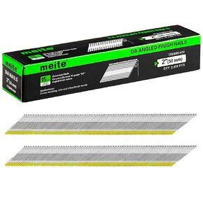 meite 2 Inch DA Style Nails, 15 Gauge 34-Degree Angled Finish Nails in Galvanized-Perfect for Moldings Trimming Finish Works and DIY Projects (2,400 Counts)