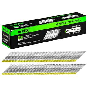 meite 2-1/2 Inch DA Style Nails, 15 Gauge 34-Degree Angled Finish Nails in Galvanized-Perfect for Moldings Trimming Finish Works and DIY Projects (2,400 Counts)