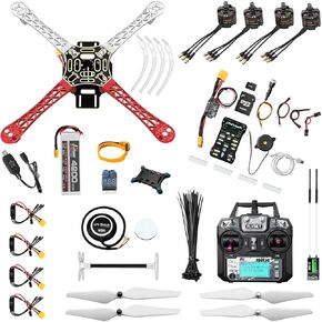 HAWK'S WORK F450 Drone Kit to build, DIY Quadcopter Set, Frame + Pixhawk + GPS + Power Module + ESC + Brushless Motor + Prop + Battery + RC Transmitter&Receiver + Accessory + Guild Book&Video(Latest Upgrade)