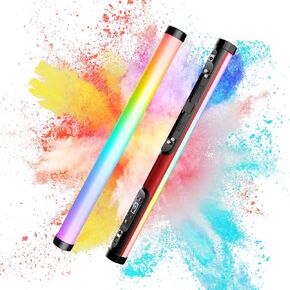 GVM RGB Tube Light, BD25R 25W Light Wand with 300 Lamp Beads, 24" Photography Lighting with DMX/APP Bluetooth Mesh Networking, 2700-10000K Light Bar with 12 Scene Effects, Studio Light Stick