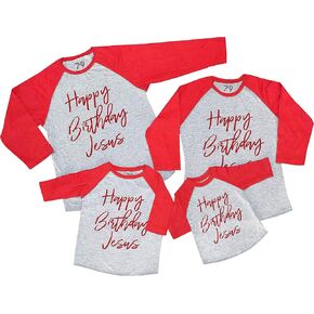 7 ate 9 Apparel Matching Family Christmas Shirts - Happy Birthday Jesus Red Shirt