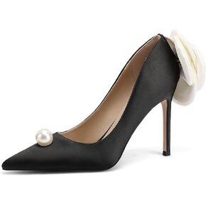 Wedding Shoes with 4' High Stiletto Heel and Pointed Toe for Women Bride Braidsmaid, Ivory White Pearl and Flower in Details for Prom Events in Kuwait