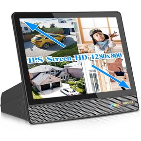 OOSSXX 4K 8CH PoE NVR Network Video Recorder All-in-One Monitor for Outdoor Wired Home Security Cameras Surveillance,Supports up to 8 x 8MP/4K IP Camera PoE Camera System,Max 6TB/256GB,No HDD