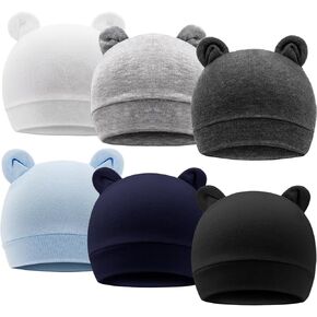 6 Pcs Baby Boy Hats Newborn Hats for Boys Bear Ear Baby Beanies Infant Cap Newborn Hats for Baby Girls Boys 0-3 Months
