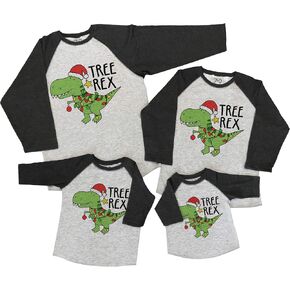 7 ate 9 Apparel Matching Family Christmas Shirts - Tree Rex Dinosaur Grey Shirt