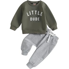 Karwuiio Toddler Baby Boy Girl Clothes Fall Winter Outfits Letter Printed Long Sleeve Sweatshirt Tops Pants 2Pcs Clothes Set