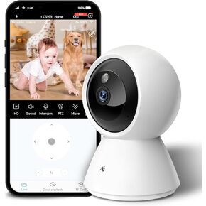 BJR 5ghz WiFi Security Cameras Indoor Pan/Tilt, 2K HD Pet Camera, Motion Detection for Baby Pet Monitor, Support for 5G/2.4G Wi-Fi, 2-Way Talk, Night Vision, Home Cam with 64G SD Card 2-Pack(CS991)