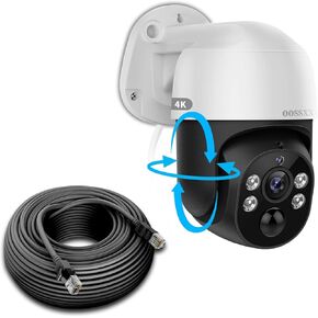 OOSSXX (PoE 4K PTZ Extend Camera) 2-Way Audio 4K/8.0 Megapixel PTZ PoE Outdoor Home Security Camera System Wired Outdoor Video Surveillance IP Cameras