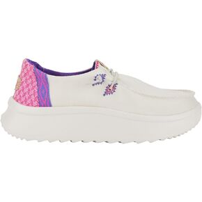 Hey Dude Wendy Peak Chambray Woven White/Pink Size 6, Women’s Shoes, Women’s Slip-on Loafers, Comfortable & Light-Weight