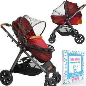 Baby Mosquito Net for Stroller - Extra Spacious Design with Double Zipper - Elastic for Snug Fit Netting, fits Carrier, Bassinet, Jogger & Car Seat - Easy Infant Bug Barrier Installation