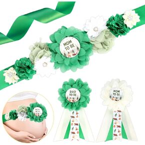 مجموعة وشاح الأمومة من بيبي إن بلوم - حزام بطن استحمام الطفل الأزرق ودبابيس للأم لتكون وأب ليكونا دبابيس للصدر، لوازم حفلات صور الحمل للآباء الجدد in Kuwait