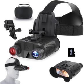 Night Vision Goggles Head-Mounted, Rechargeable Night Vision Binoculars Goggles, 1312FT Digital Night Vision, 32GB Card
