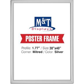 M&T Diplays Aluminum Snap Frame 36X48 Inches Poster Size 1.77" Profile Black Mitred Corner Easy Open Front Loading Picture Certificate Document Home Office Restaurant Cafe Cinema Theater Hospital